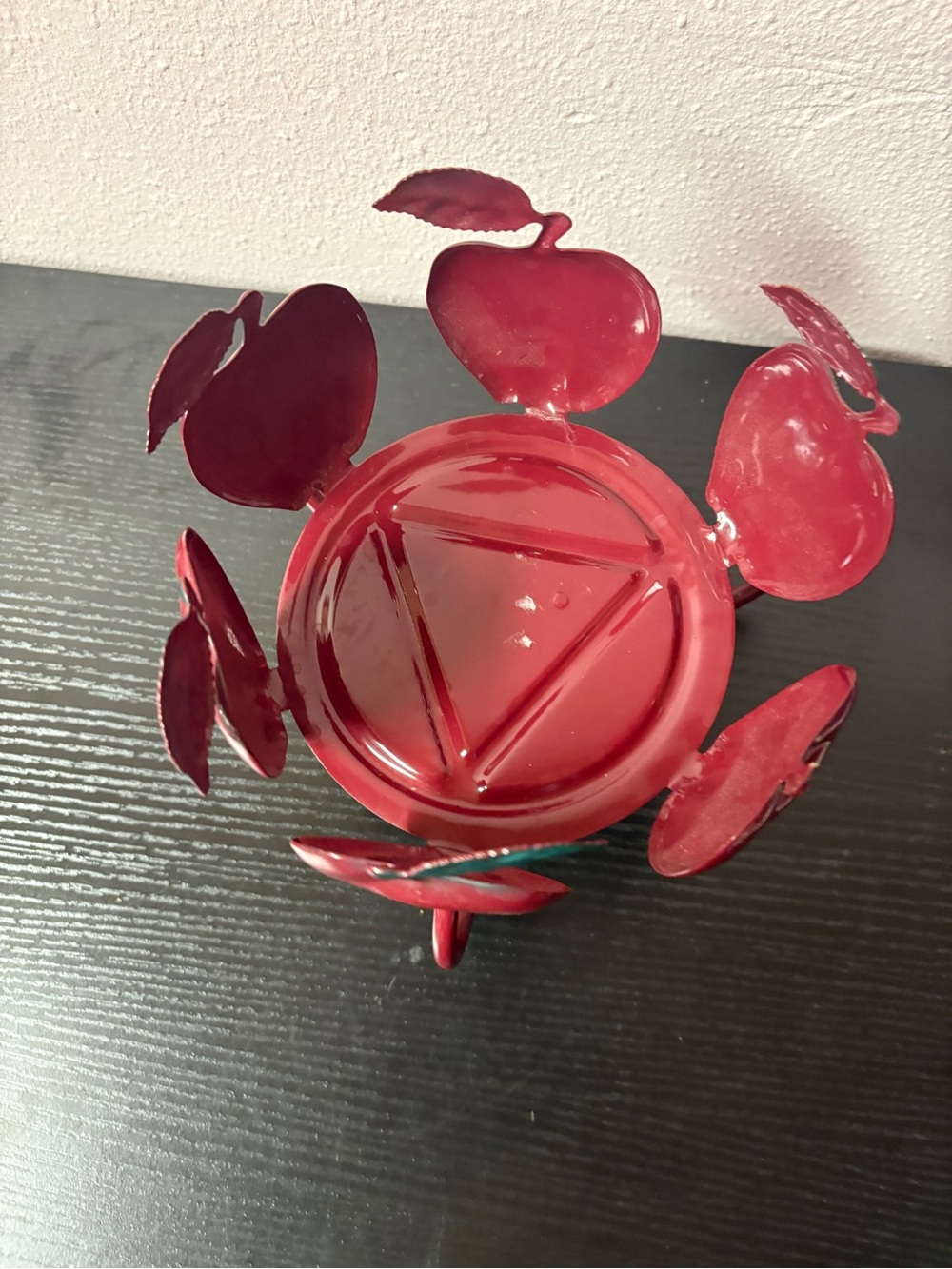 Red Apple Metal Candle Holder Fruit Kitchen Farmhouse Decor - Picture 4 of 8